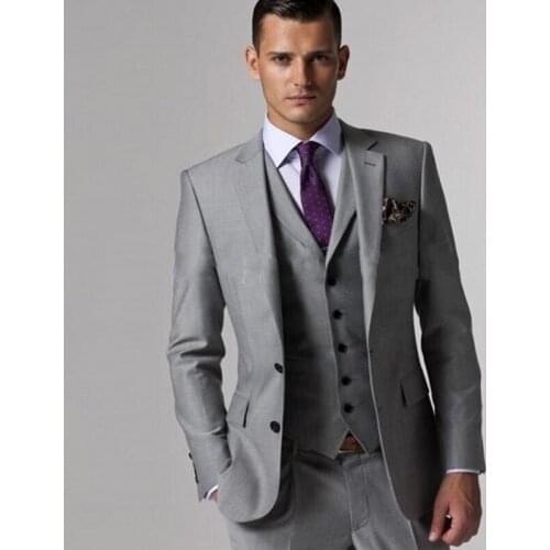 Fashionable Men Work Business Suits Groom Tuxedos Side Vent Coat Waistcoat Trousers Set (Jacket+Pants+Vest+Tie) K:1765