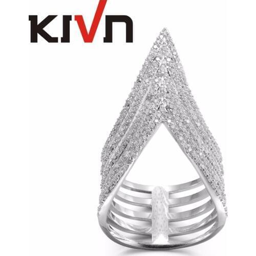 KIVN Fashion Jewelry Pave CZ Cubic Zirconia Women Girls Bridal Wedding Engagement Rings Birthday Gifts 6pcs Lot Wholesale