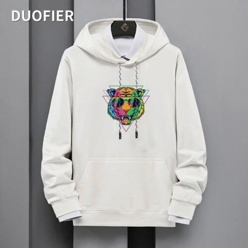 Hoodie Men Trend Autumn and Winter Clothes Tops Cool Tiger Printed Loose Sweatshirts Big Pocket Streetwear Couple Fashion Hooded