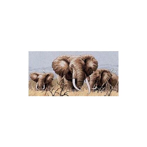 Gold Collection Lovely Counted Cross Stitch Kit Power of the Serengeti Three Elephants Elephant Family dim 35012