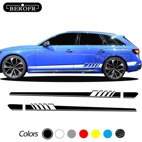 Car Side Door Sticker Long Stripe Skirt Decals Vinyl Styling for Audi A3 8P 8V A4 B6 B8 B7 A6 C5 C6 C7 Q5 Q7 TT Accessories 2pcs