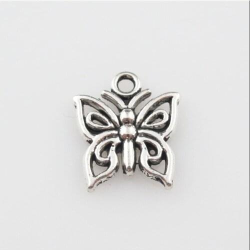 New 35Pcs Tibetan Silver Color Lovely Tiny Butterfly Charms Pendants 12.5x15mm