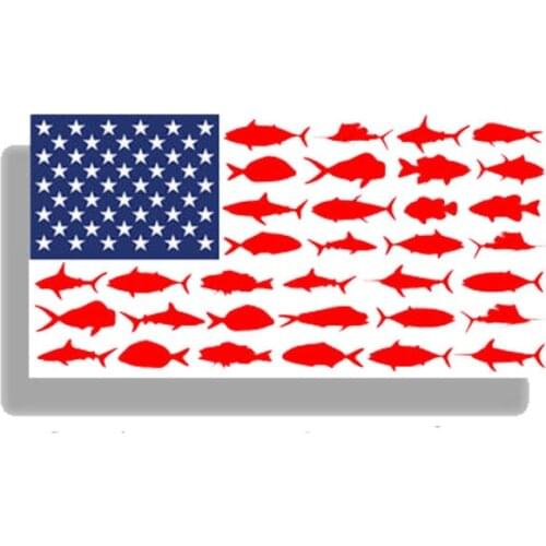 New USA American Fish Flag Car Sticker and Decals High-quality Decoration Bodywork Windshield Sunscreen Suv Interior KK14*7cm