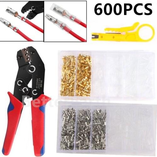 600PCS Bullet Terminals Car Auto Motorcycle Crimp Terminal Electrical Wire Connectors Bullet Connectors SN48B Crimping Plier Kit