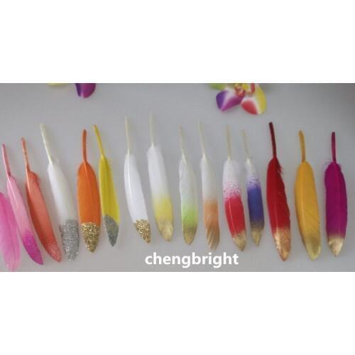 Wholesale 10pcs natural Goose feathers 4-6inch / 10-15cm Decorative diy Jewelry accessories Dazzling colors wedding