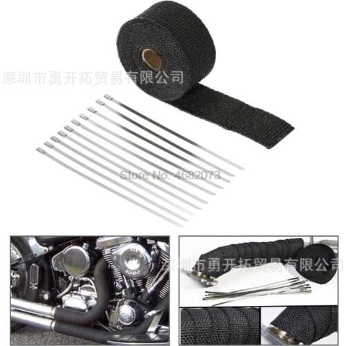 By DHL/fedex 20pcs Exhaust Pipe Wrap Bandage Header Heat Wrap Resistant Downpipe Stainless Steel Ties 5mx5cm for Car Motorcycle