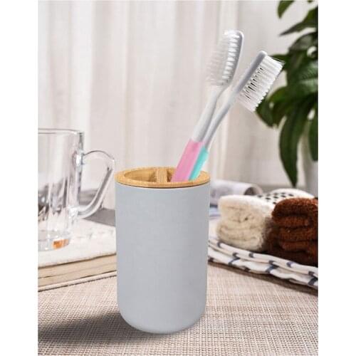Bamboo Bathroom Set Portable Multi-Function Trash Can Soap Box Toilet Brush Cleaning Tools 6 Pcs/Set Bathroom Accessories Set