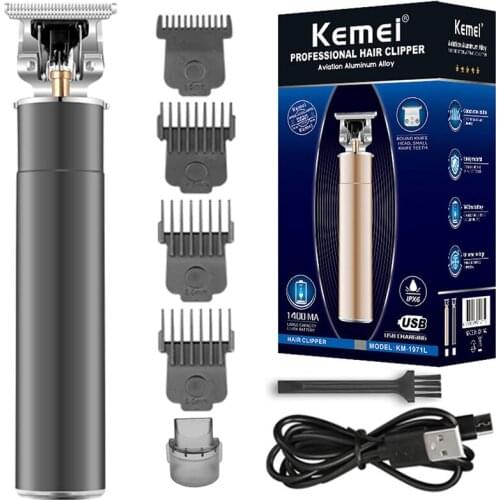 Kemei 1971L Pro metal housing barber cordless professional hair trimmer electric beard hair clipper can be adjusted zero blade