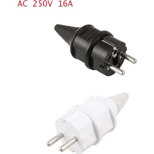 EU Plug AC 250V 16A European German Rewirable Power Cord Connector Black White Housing