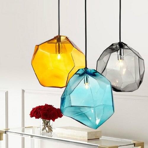 Nordic Pendant Light Colorful Stone Glass luminaire suspendu Indoor G4 LED Hanging Lamp Restaurant dining room bar light fixture