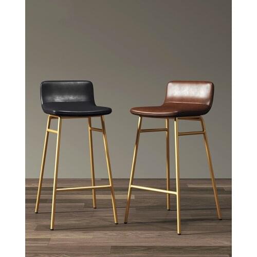 Nordic Modern Minimalist Light Luxury Ins Bar Chair Stool Loft Retro Restaurant Golden Wrought Iron Bar Stool