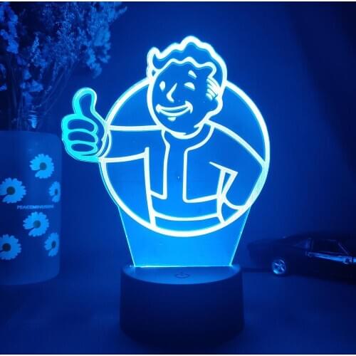 LED Art Gift Lamp Game Fallout Shelter Logo 3D Night Light Room Decor Weeb Computer Desk lights Bedroom Bedside Table Nightlight