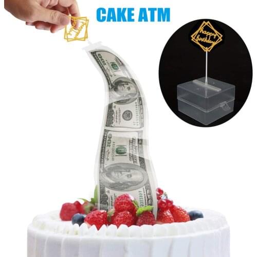 Cake ATM Happy Birthday Cake Topper Money Box Funny Surprise Making Toy-Cake ATM Birthday Party Creative Cake Decoration
