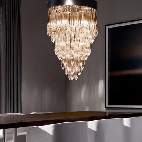 Villa dining room living room bedroom Nordic post-modern creative wrought iron luxury glass crystal chandelier