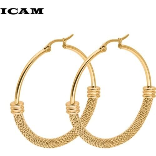 ICAM 2018 Punk 30-60mm Diameter Hoop Earrings For Women Statement Earrings Fashion Jewelry Accessories