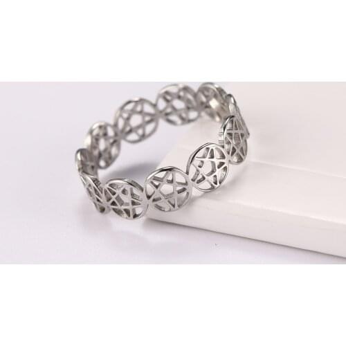 Cazador Pentagram Finger Rings Star Stainless Steel Women Geometric Ring Trendy 2021 Wicca Pagan Supernatural Jewelry Gift