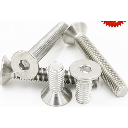 10pcs Stainless steel sink head hex socket screws M10*16/18/20/22-50 mm flat head hex socket screws bolts