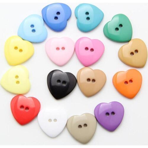 100pcs 10mm Plastic Heart-shaped Mixed Color Buttons Diy Clothing Sewing Supplies Handicrafts For Sew Knit Scrapbooke Cardmake