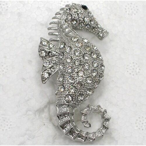 12pcs/lot Wholesale Jewelry gift Seahorse Brooch Rhinestone Pin brooches C101659