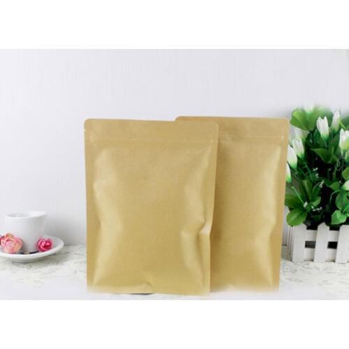 300pcs Flat Brown Kraft Paper Bags For Gifts/candy/tea/food/wedding Not Window No Stand Up Zipper Kraft Bags Crafts Packing Bag