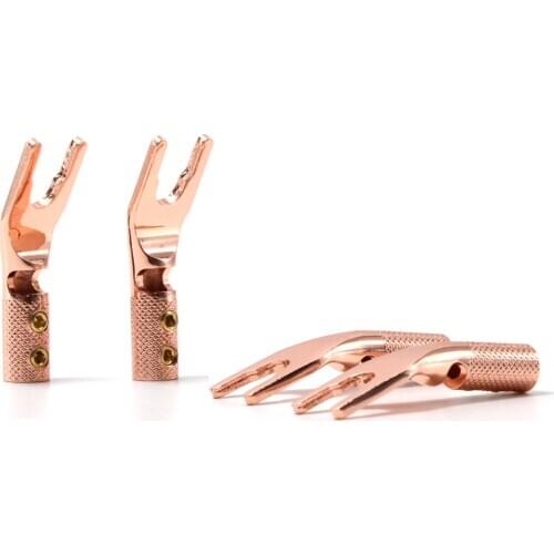 8pcs SY1508 Pure Copper Audio Grade Y Spade Plug For Speaker Cable Connector Loudspeaker Cable Connector Plug