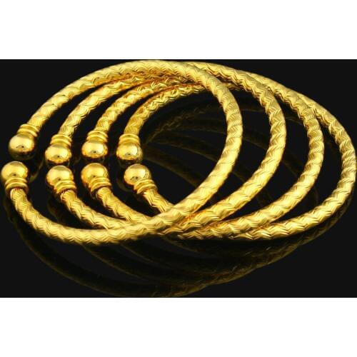 Adixyn 2pcs/lot Women Dubai Bangle Gold Color Fashion Bracelet Bangle Middle East/ African/ Arabic/Ethiopian Jewelry