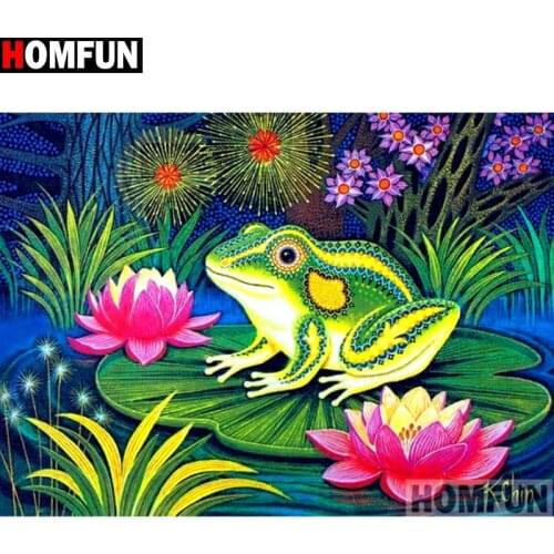 HOMFUN Diamond Painting Cross Stitch Pattern 5D Diamond Embroidery "Cartoon frog" Home Decor DIY diamond Art A14708