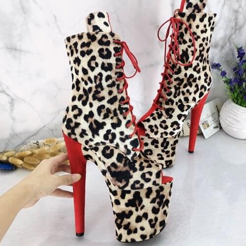 Leecabe 20CM/8inches Pole dancing shoes High Heel platform Boots closed toe Pole Dance boots