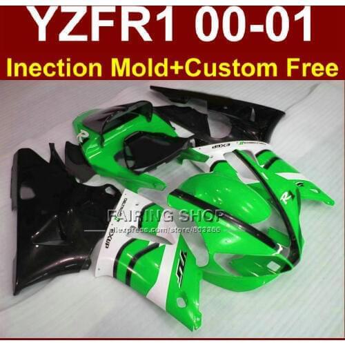 EXUP custom fairing for YAMAHA fairings YZFR1 2000 2001 yzf 1000 YZF R1 00 01 ABS green black bodywork aftermarket+7gifts