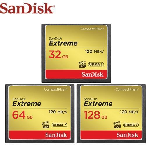 Sandisk CF Card 128GB Compact Flash Card 64GB Memory Card 32GB Flash Card VPG-20 UDMA7 High Speed Original Max 120MB For Camera