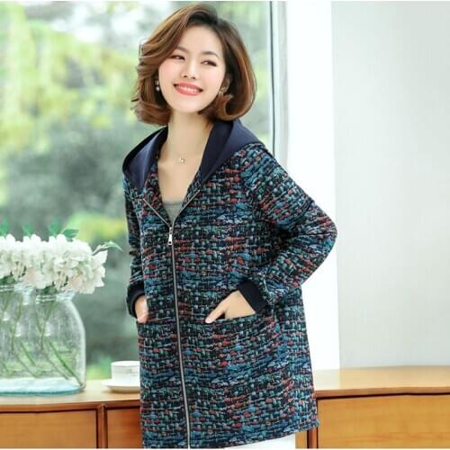 Mothers short jacket 2020 spring autumn fashion casual womens new pattern windbreaker mid-length Color hooded coat k1