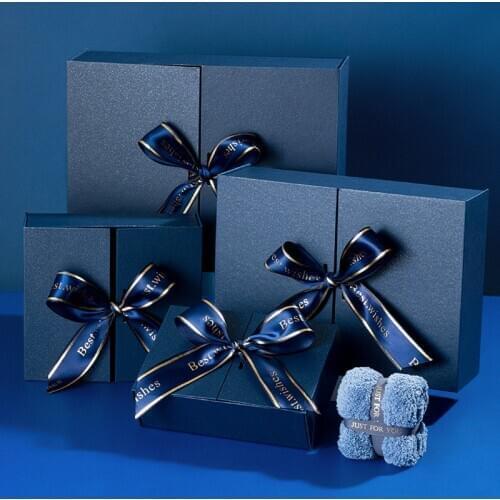 Cosmetic Cloth Packaging Box High Grade Large Blue Gift Box for Birthday Valentines Day New Year Present Packing One Piece