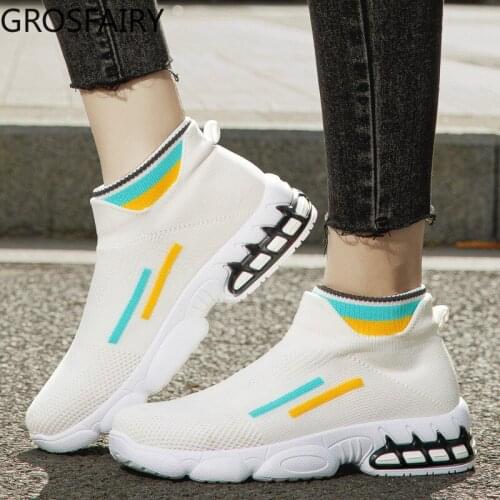 Womens Summer Socks Shoes No Laces Casual Sports Shoes Womens Shoes Breathable Mesh Running Vulcanized Shoes Shoes Woman