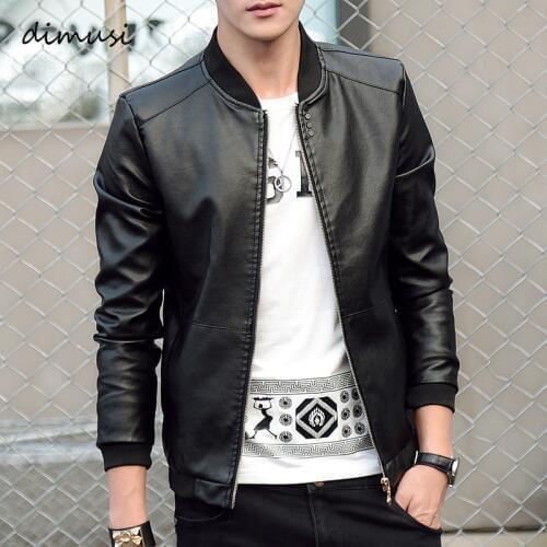 DIMUSI Mens leather Jacket PU Biker Coats Fashion Spring Autumn Jackets Mens Faux Leather Slim Fit Motorcycle Coats Clothing