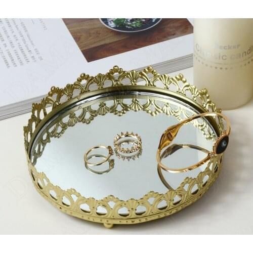 European Metal Storage Tray Set Hollow Out Decorative Cosmetic Container Bedroom Desktop Jewelry Organizer Home Decoration Tray