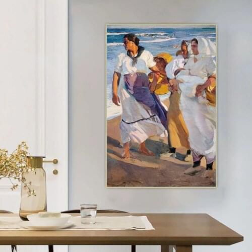 Modular Pictures Sorolla Fisherwomen from Valencia Canvas Prints Painting Wall Art Poster Home For Living Room Decoration Frame