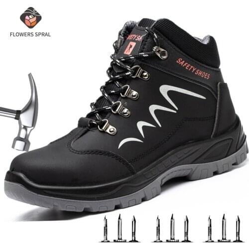 Mens Safety Shoes For Work, Leather Boots And Anti-Crush Steel Boot, Mens Shoes, 2021 New Safety Work Shoes