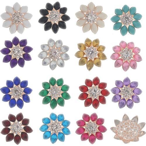 New 5pieces 34mm Flower Rhinestones Button Decorative Shank Resin Button DIY Handmade Sewing Girl Hair Ribbon Wedding Decoration