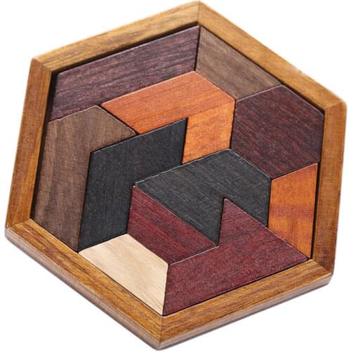 New Hexagon Geometric Wooden Puzzle Adult Decompression Challenge Educational Interesting Toy Festival Party Childrens day Gift