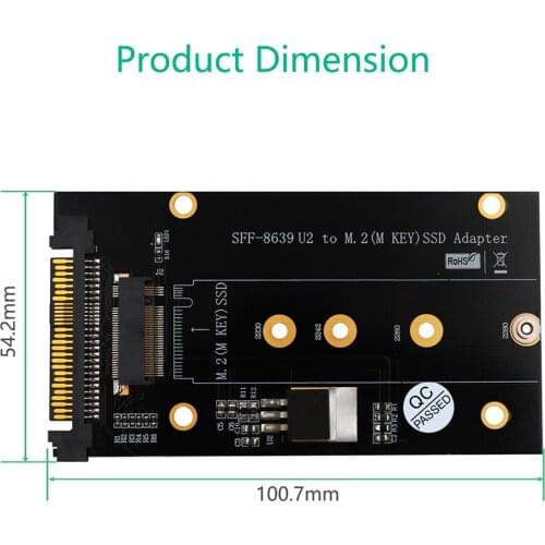 Upgrade Version M.2 NGFF key M SSD to SFF-8639 U.2 Adapter With Heatsink