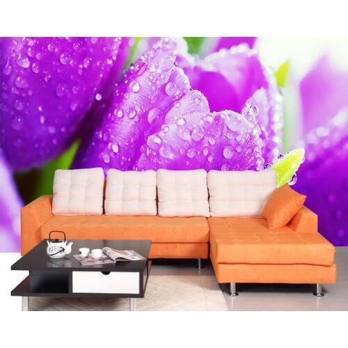 Wallpaper for walls 3d Purple tulip sofa backdrop custom 3d photo wallpaper Home Decoration pastoral wallpaper