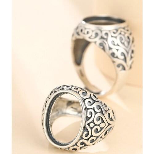 13*18mm 925 STERLING SILVER men Semi Mount Bases Blanks base blank Pad VINTAGE wedding rings ring Setting set men diy A5368