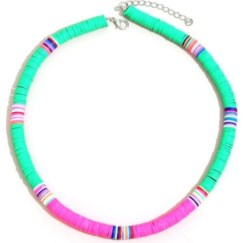 Handmade Summer Beach Lady Heishi Disc Aesthetic Nicole Letter Necklaces for Women Polymer Clay beads Necklace Choker