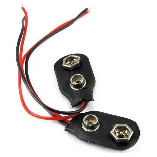 Plastic 15cm Battery Buckle L Type Batteries Holder Hard Shell Black Case 9V Button Battery Connector Clip Lead Wires