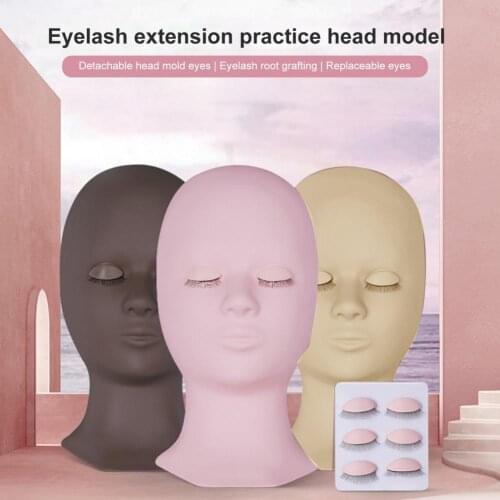 Pro Rubber Practice Training Head Mannequin Head for Eyelash Extension Practice False Eyelashes Makeup Practice Supplies Kits