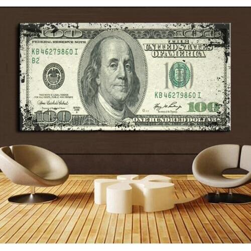 Drop Shipping Dollars Painting Decoration Money Wall Pictures Posters And Prints Living Room Canvas Pop Art Vintage Poster