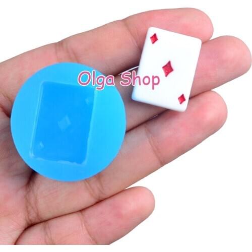 PYL818 21.5mm x 15.6mm Playing Cards Diamonds Silicone Mold Fondant Cake Decoration Candy Resin Clay Earrings Necklace Craft