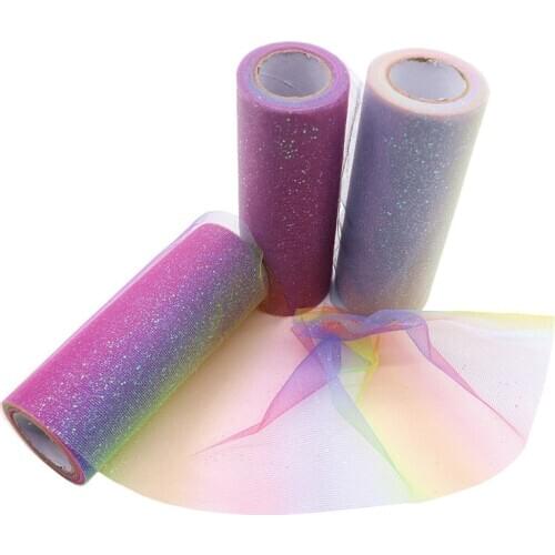 10 Yds Rainbow Sequins Tulle Fabric DIY Baby Shower Tutu Skirt Gifts Packaging Bridal Shower Wedding Party Christmas Decorations