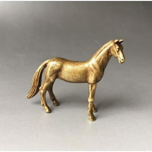 Collectable Chinese Brass Carved Lovely Animal Zodiac Horse Woral Wealth Money Exquisite Small Statues