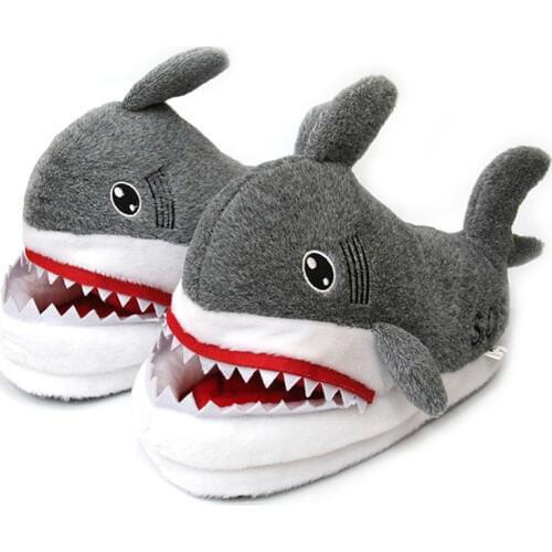Winter Warm Shoes Animal Funny Shoes Men and Women Warm Home Slippers Indoor Floor Shark Furry Slippers Slides Women Flip Flops